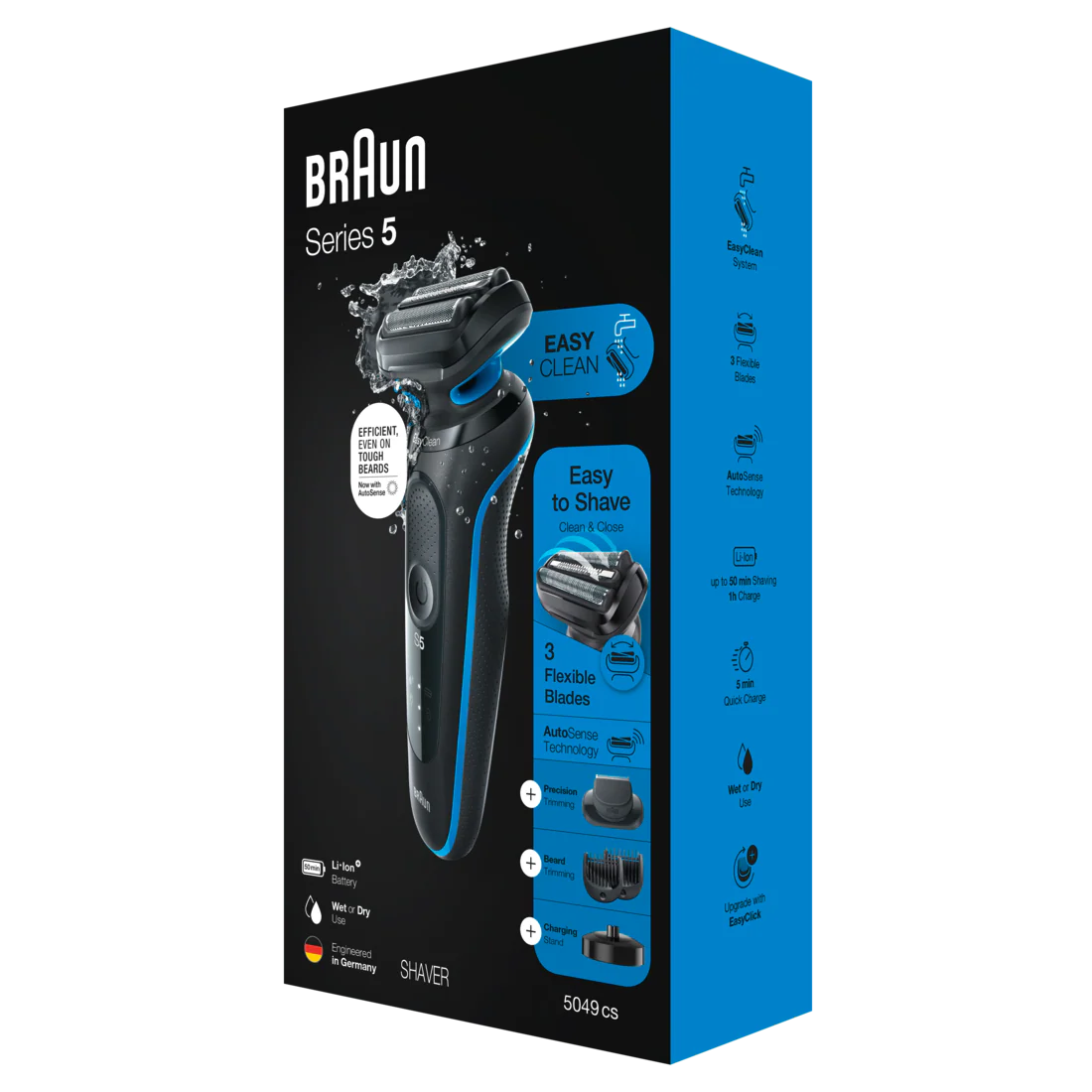Braun Series 5 5049cs Electric Shaver with Charging Stand Beard Trimmer Wet & Dry Rechargeable Cordless Foil Shaver Blue - 1box/2pk - Image 2