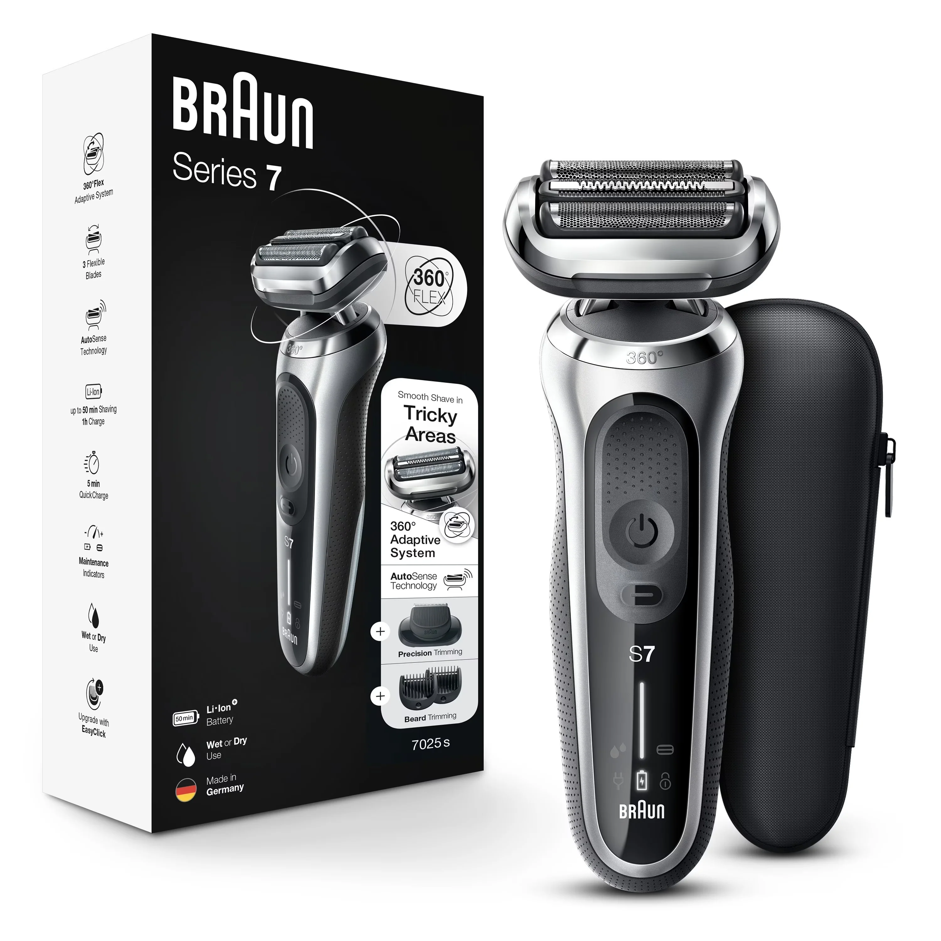 Braun Shaver 7025s Solo Silver US - 1box/2pk