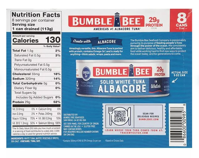 Bumble Bee Solid White Tuna in Water - 5oz/8pk - Image 2