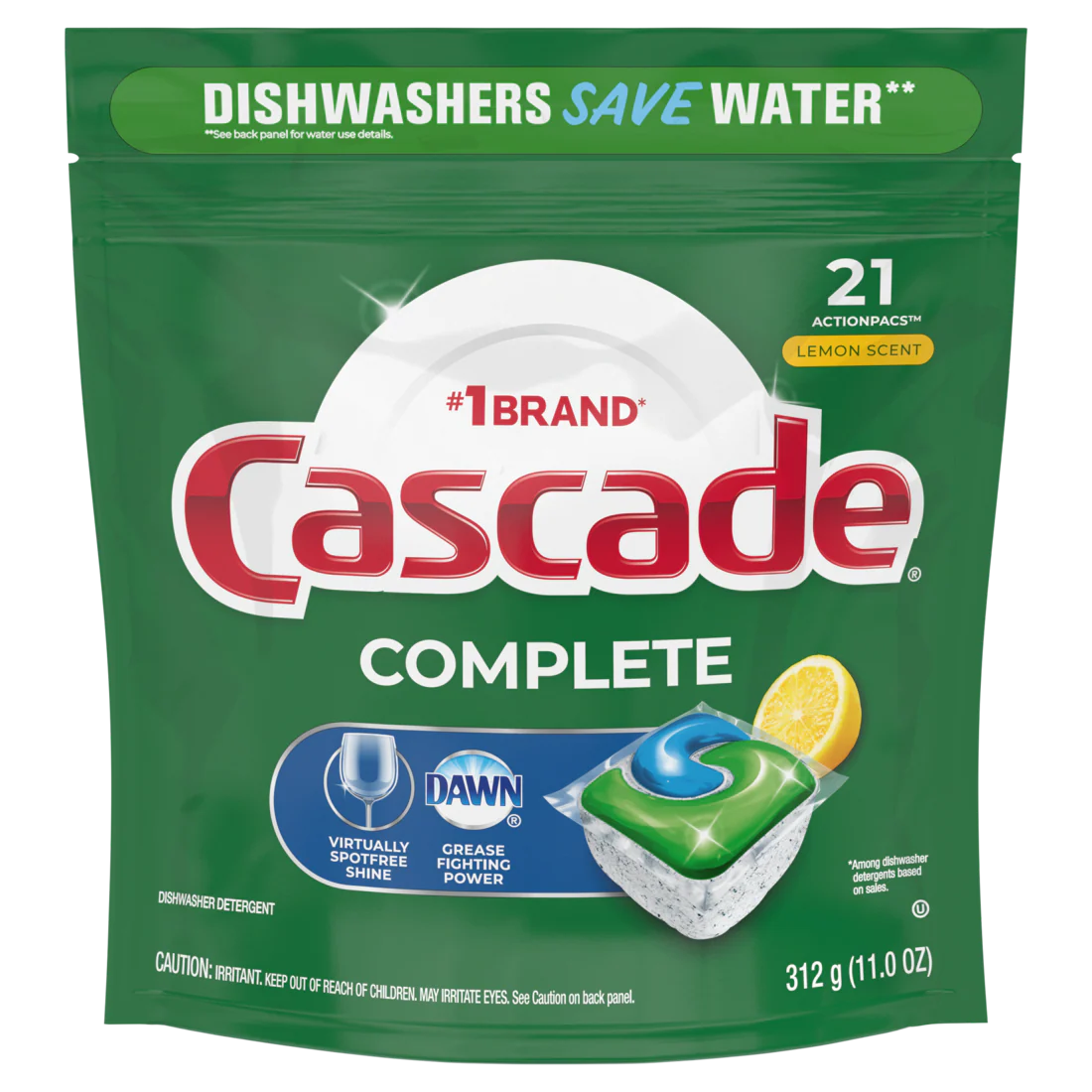 Cascade Complete Dishwasher Pods Dishwasher Detergent Dish Detergent Tabs Tablets Lemon - 21ct/5pk