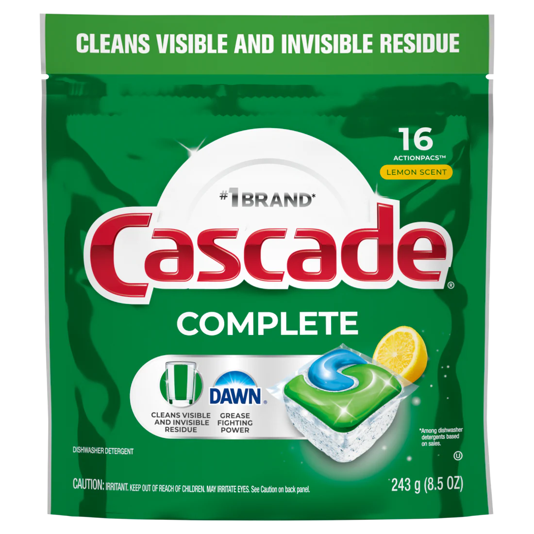 Cascade Complete Dishwasher Pods Dishwasher Detergent Dish Detergent Soap Lemon - 16ct/4pk