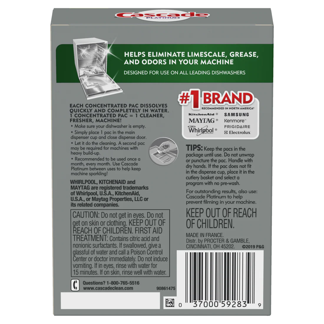 Cascade Platinum Dishwasher Cleaner - 3ct/6pk - Image 2