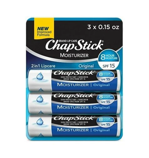 ChapStick Classic Lip Moisturizer Lip Balm Tubes 3 sticks - 12ct/0.45oz/6pk