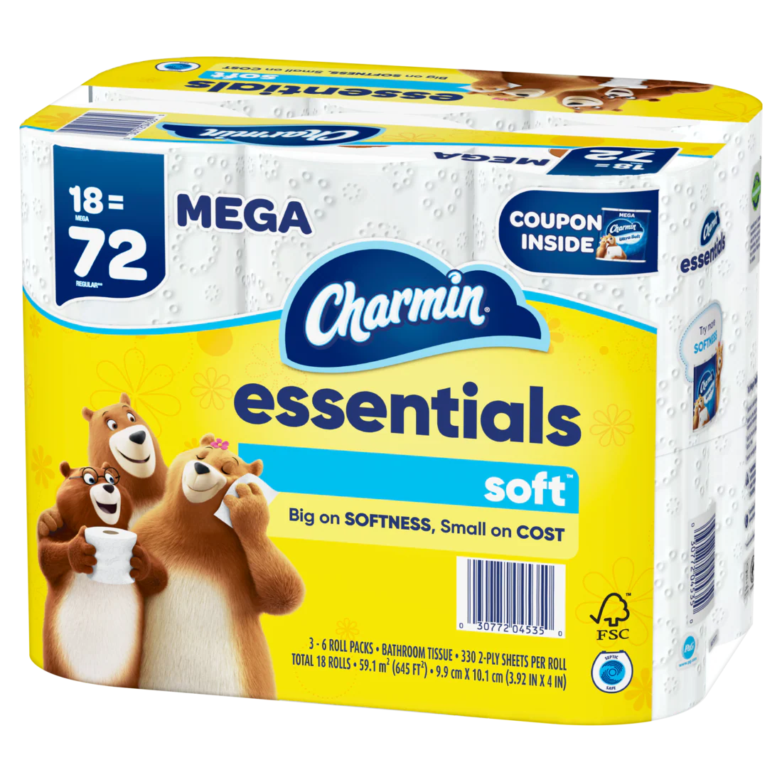 Charmin Essentials Soft Toilet Paper 18 Mega Rolls 330 Sheets Per Roll - 18ct/1pk