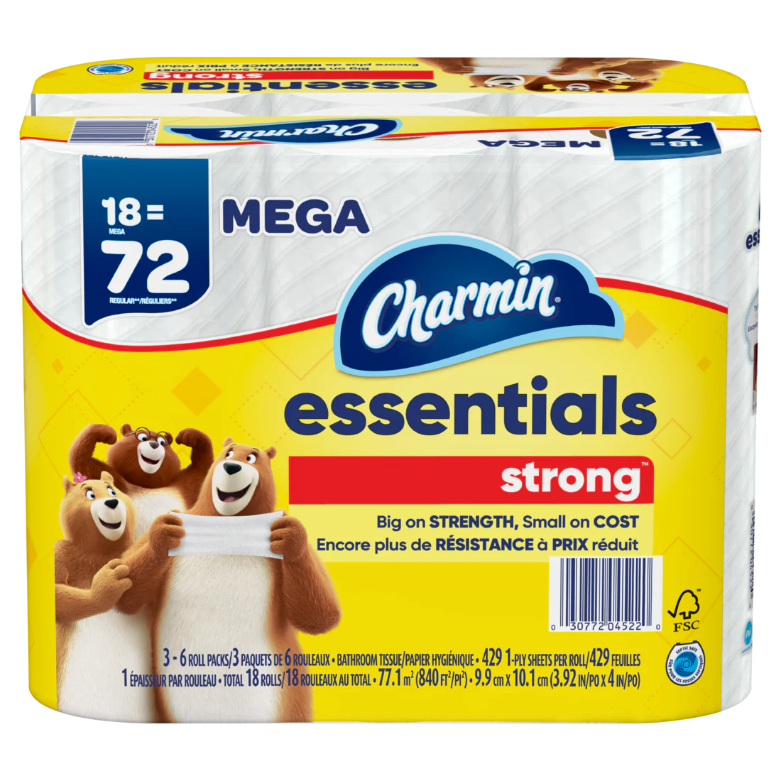 Charmin Essentials Strong Toilet Paper 18 Mega Rolls 429 Sheets Per Roll - 18ct/1pk