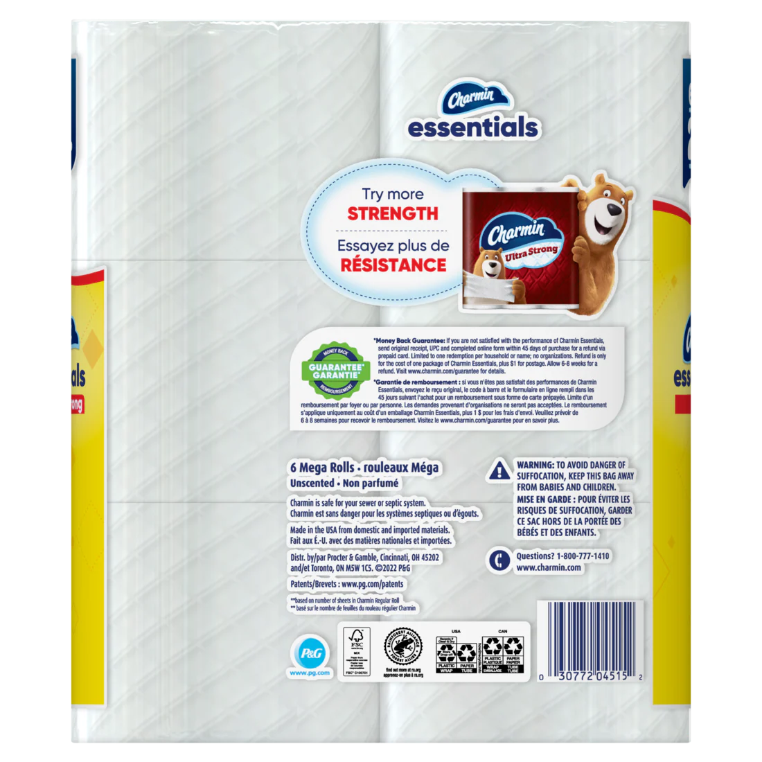 Charmin Essentials Strong Toilet Paper 6 Mega Rolls 429 Sheets Per Roll - 6ct/3pk - Image 2