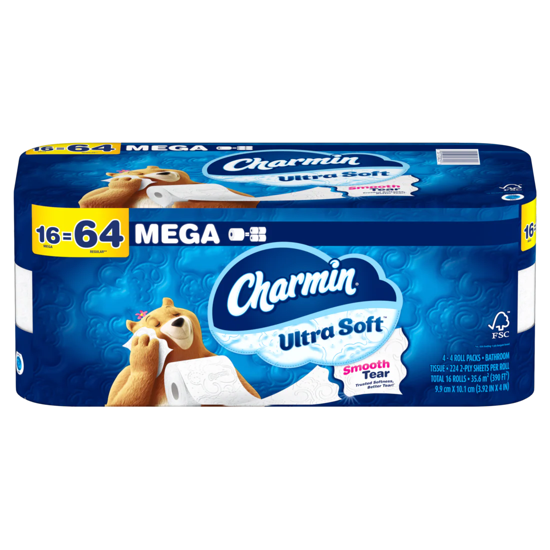 Charmin Ultra Soft Toilet Paper Mega Rolls 224 sheets per roll - 16ct/1pk