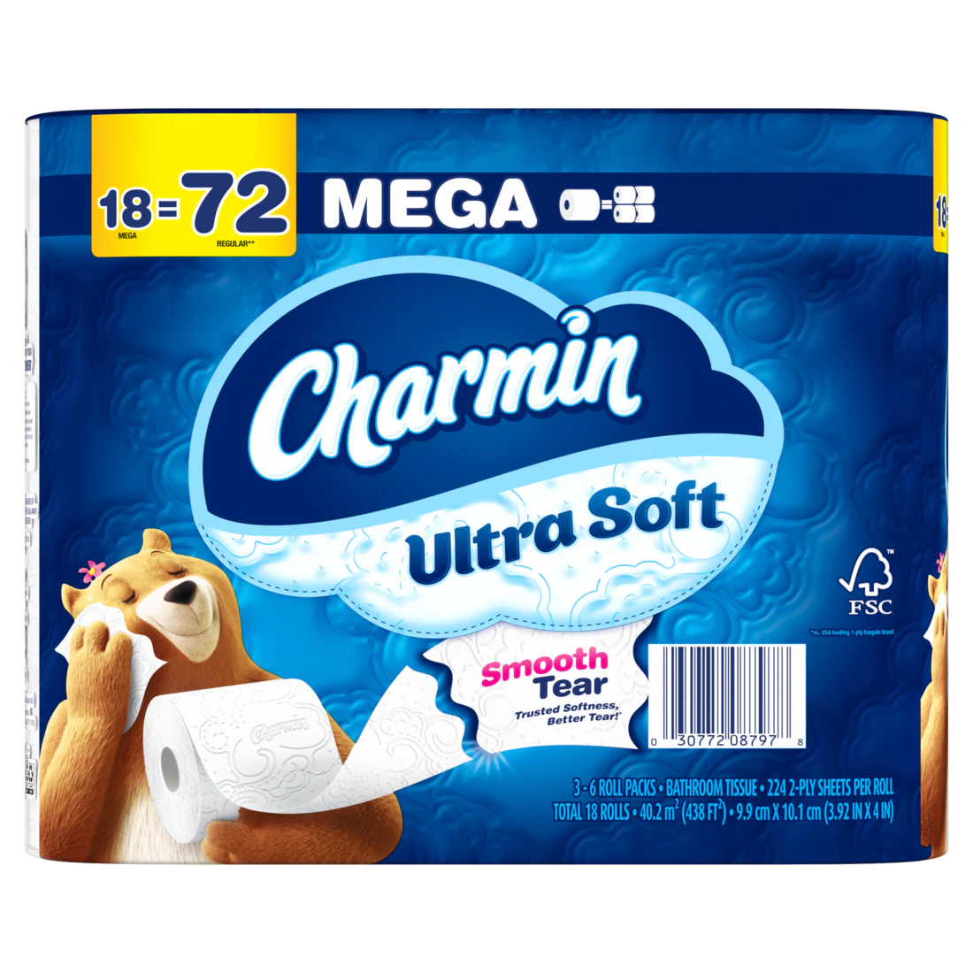 Charmin Ultra Soft Toilet Paper Mega Rolls 224 sheets per roll - 18ct/1pk - Image 2