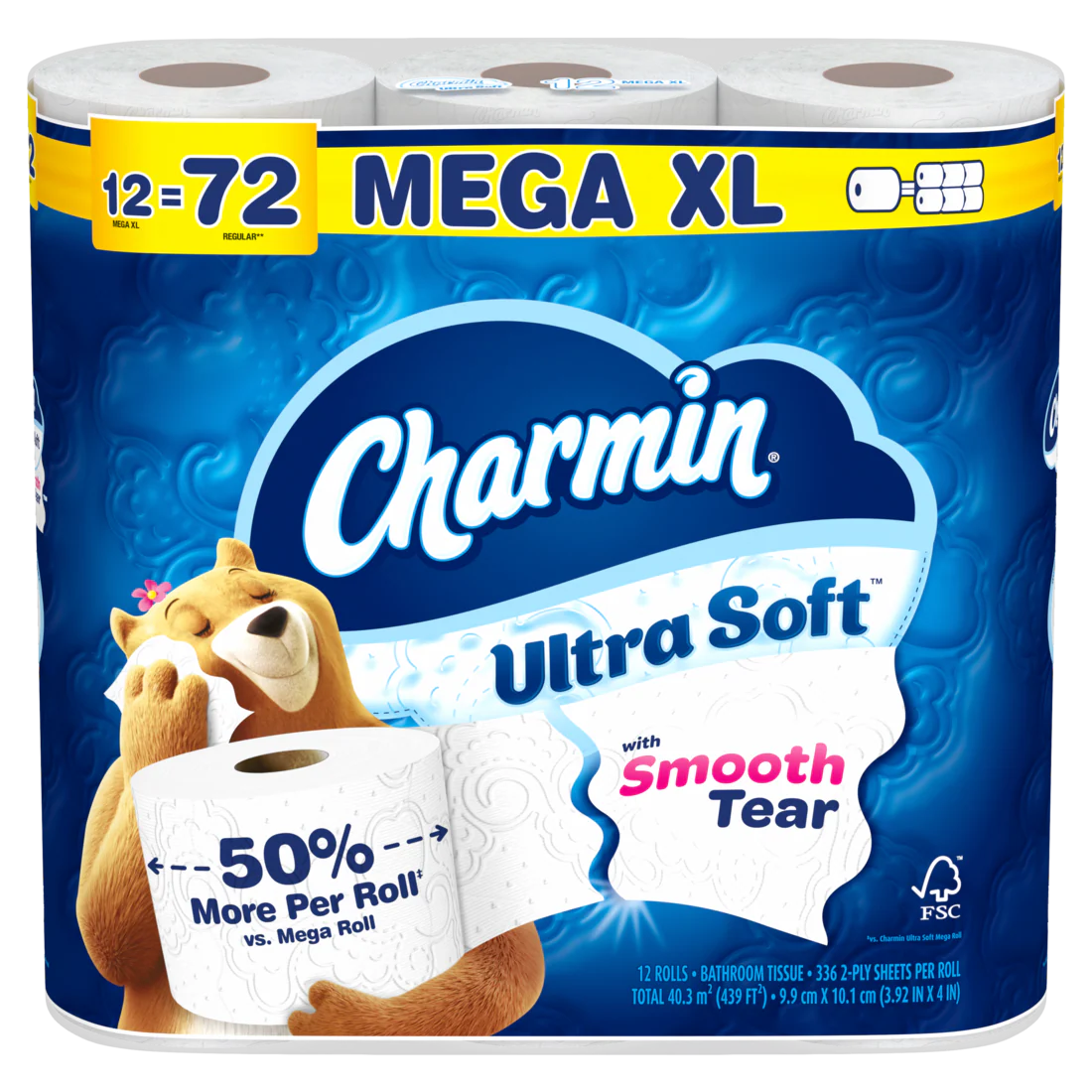 Charmin Ultra Soft Toilet Paper Mega XL Rolls - (12x336)ct/4pk