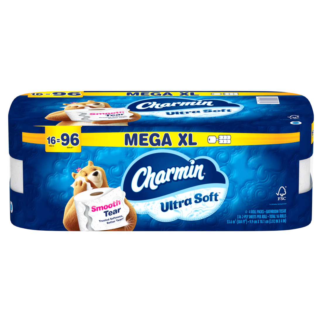 Charmin Ultra Soft Toilet Paper Mega XL Rolls 336 sheets per roll - 16ct/1pk
