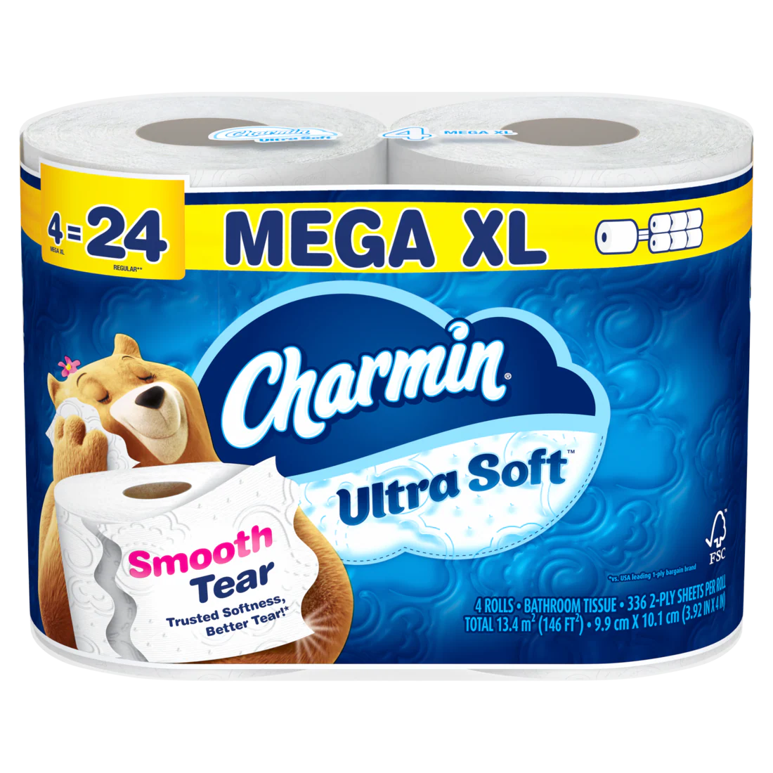 Charmin Ultra Soft Toilet Paper Mega XL Rolls - (4x336)ct/6pk