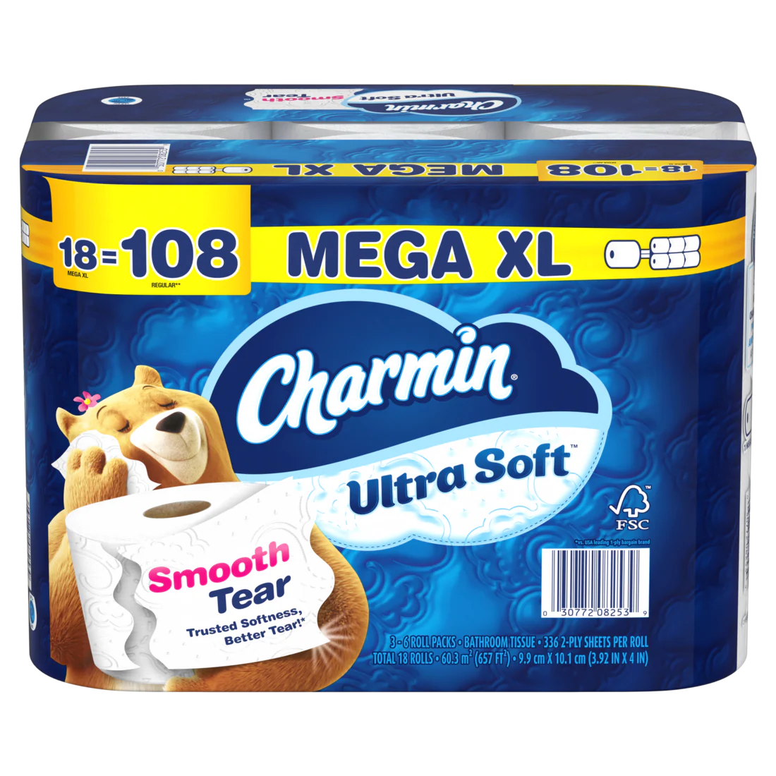 Charmin Ultra Soft Toilet Paper Mega XL Rolls 336 sheets per roll - 18ct/1pk