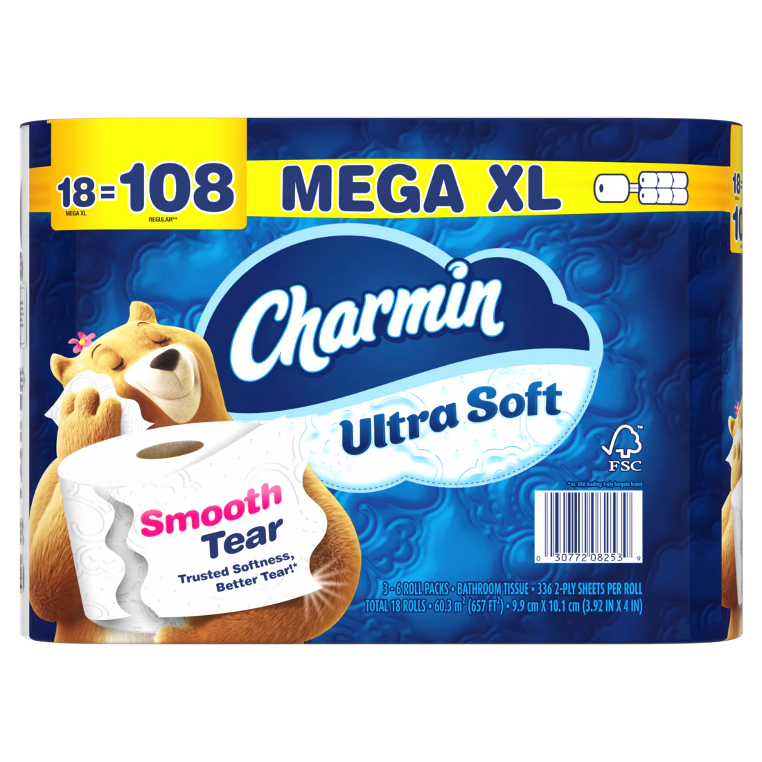 Charmin Ultra Soft Toilet Paper Mega XL Rolls 336 sheets per roll - 18ct/1pk - Image 2
