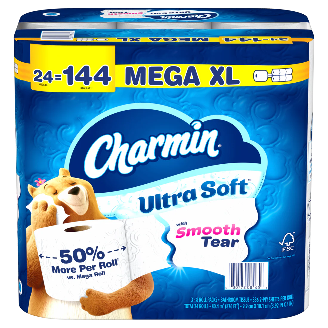 Charmin Ultra Soft Toilet Paper Mega XL Rolls 336 sheets per roll - 24ct/1pk