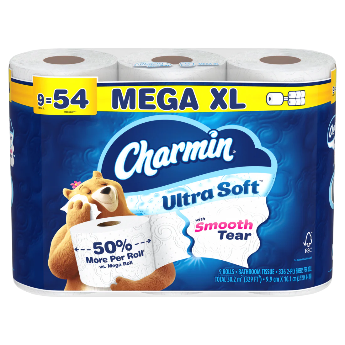 Charmin Ultra Soft Toilet Paper Mega XL Rolls - (9x336)ct/4pk