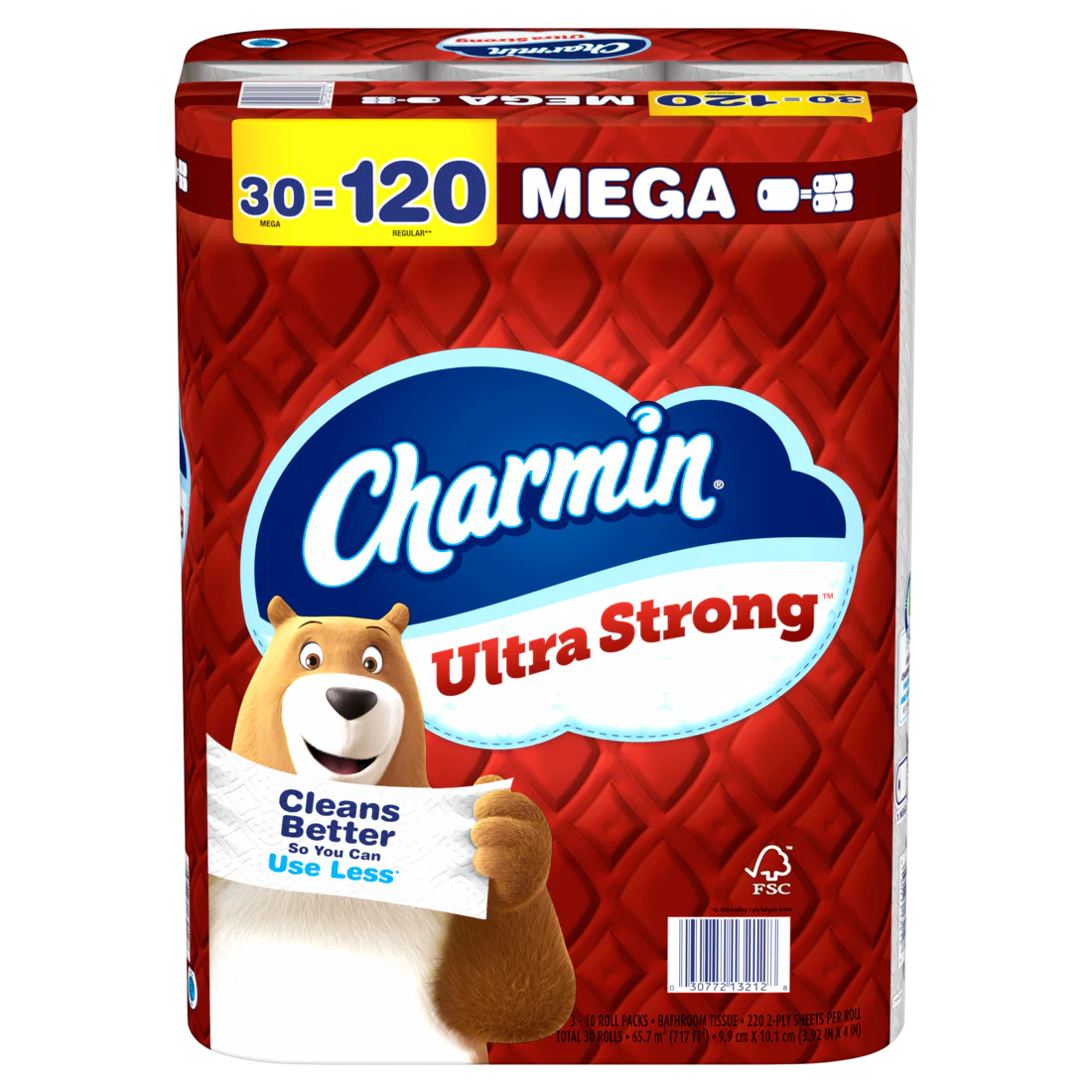Charmin Toilet Paper Ultra Strong 30 Mega Rolls 2-Ply Bath Tissue 220 Sheets Per Roll - 30ct/1pk