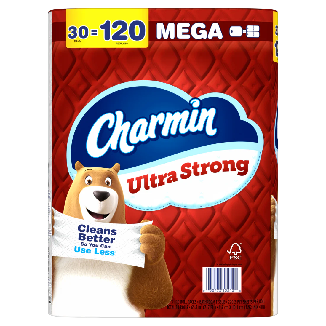 Charmin Toilet Paper Ultra Strong 30 Mega Rolls 2-Ply Bath Tissue 220 Sheets Per Roll - 30ct/1pk - Image 2