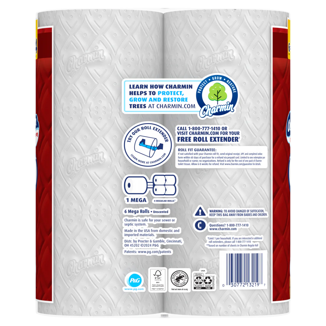 Charmin Toilet Paper Ultra Strong 6 Mega Rolls 2-Ply Bath Tissue 220 Sheets Per Roll - 6ct/4pk - Image 2