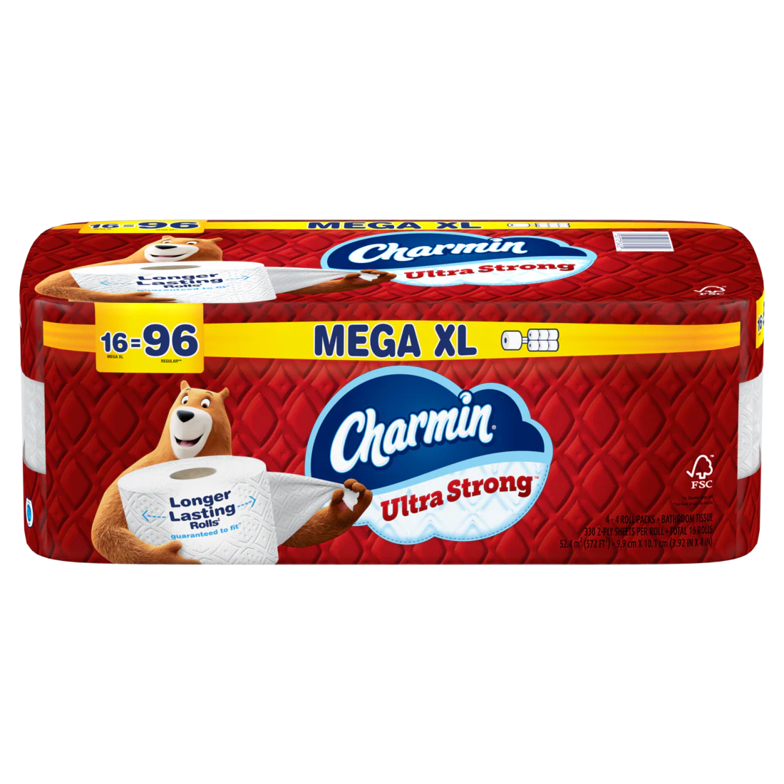 Charmin Toilet Paper Ultra Strong 16 Mega XL Rolls 2-Ply Bath Tissue 330 Sheets Per Roll - 16ct/1pk