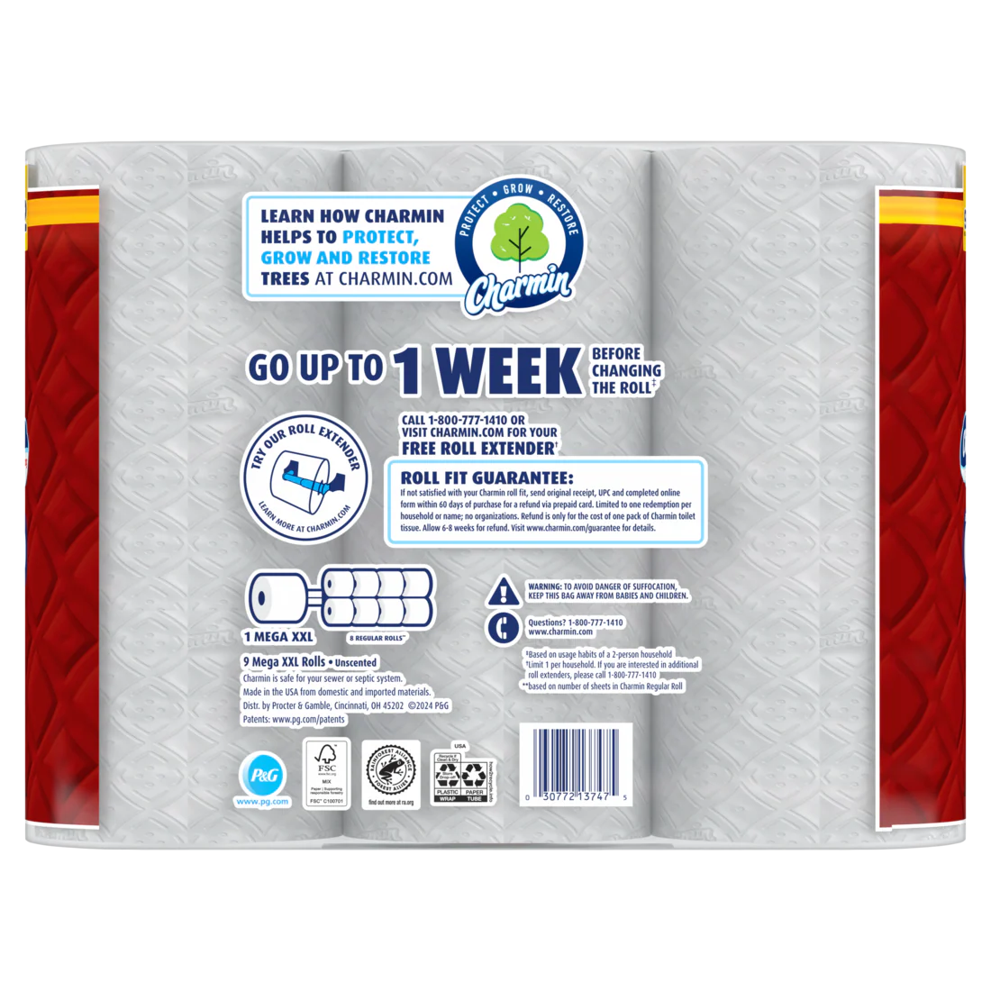 Charmin Toilet Paper Ultra Strong 9 Mega XXL Rolls 2-Ply Bath Tissue 440 Sheets Per Roll - 9ct/2pk - Image 2