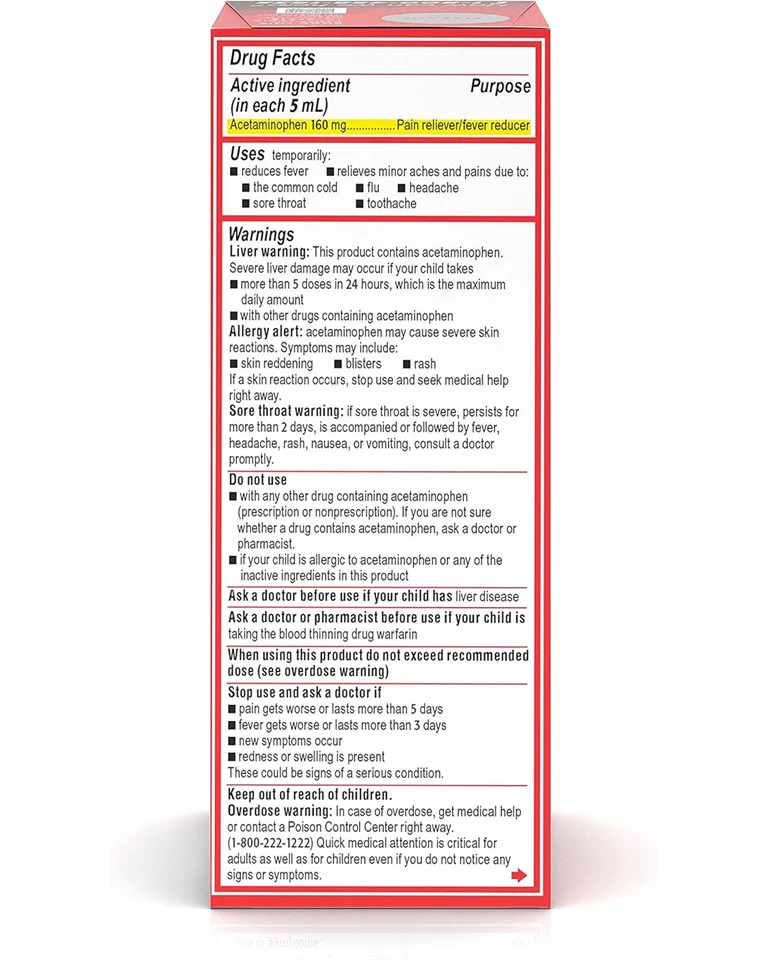 Children's Tylenol Pain Reliever Fever Reducer Ages 2-11 Strawberry Flavor - 4oz/3pk - Image 2
