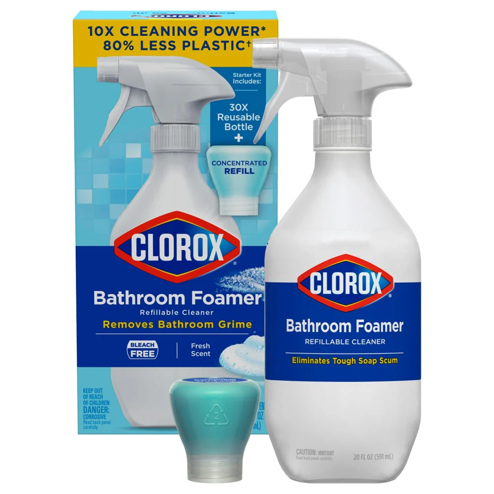 Clorox Bathroom Foamer Spray Starter Kit 1.125oz Bcap + 20oz Bottle - 1set/4pk