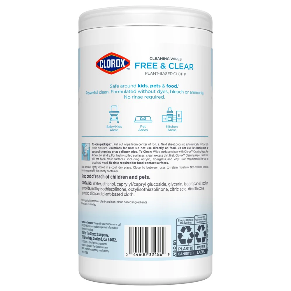 Clorox Compostable Cleaning Wipes Free And Clear - 75ct/6pk - Image 2