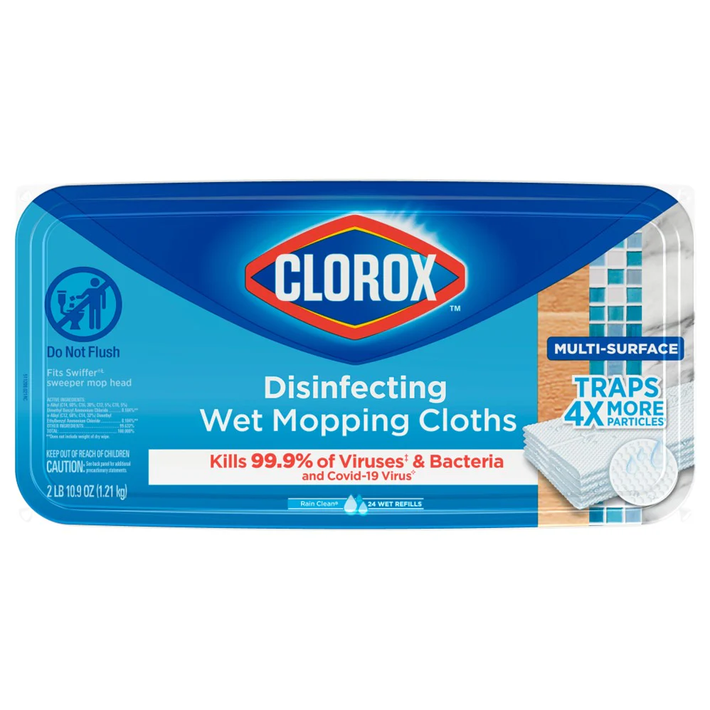 Clorox Disinfecting Wet Mop Cloths Rain Clean - 24ct/6pk