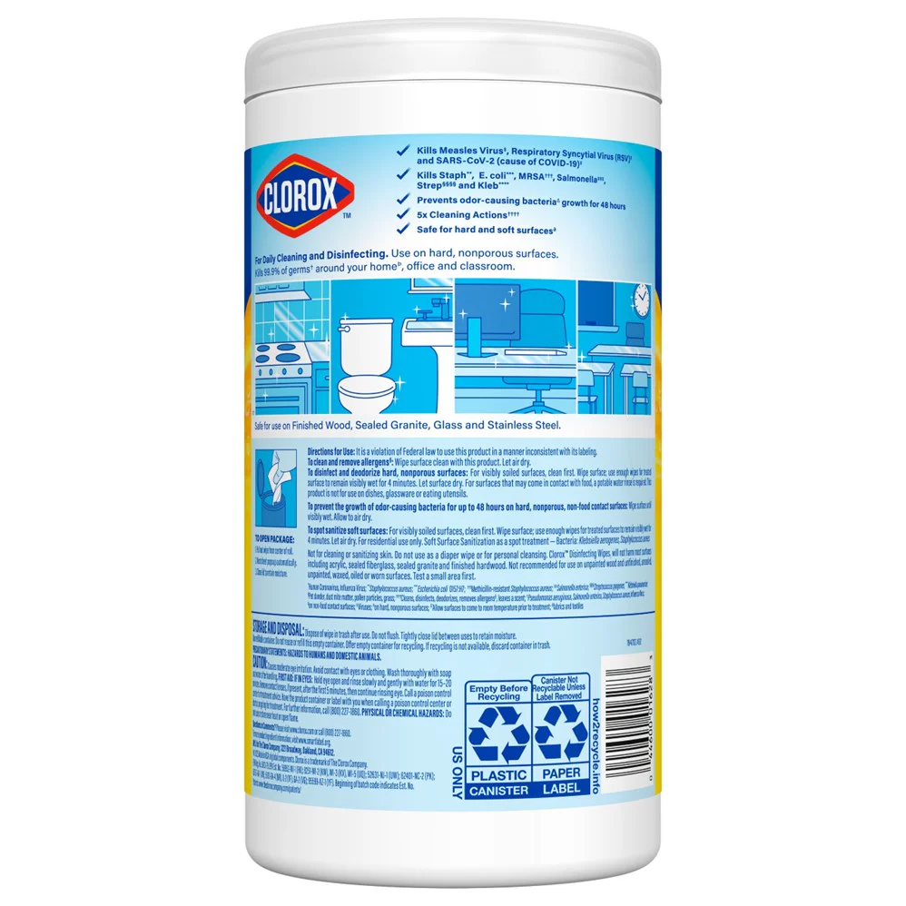 Clorox Disinfecting Wipes Crisp Lemon - 75ct/6pk - Image 2