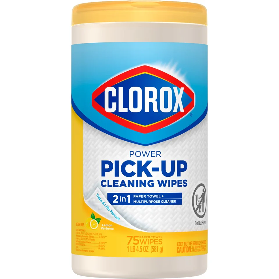 Clorox Power Pick-Up Cleaning Wipes 2 in 1 Paper Towel and Multipurpose Cleaner Lemon Verbena - 75ct/6pk