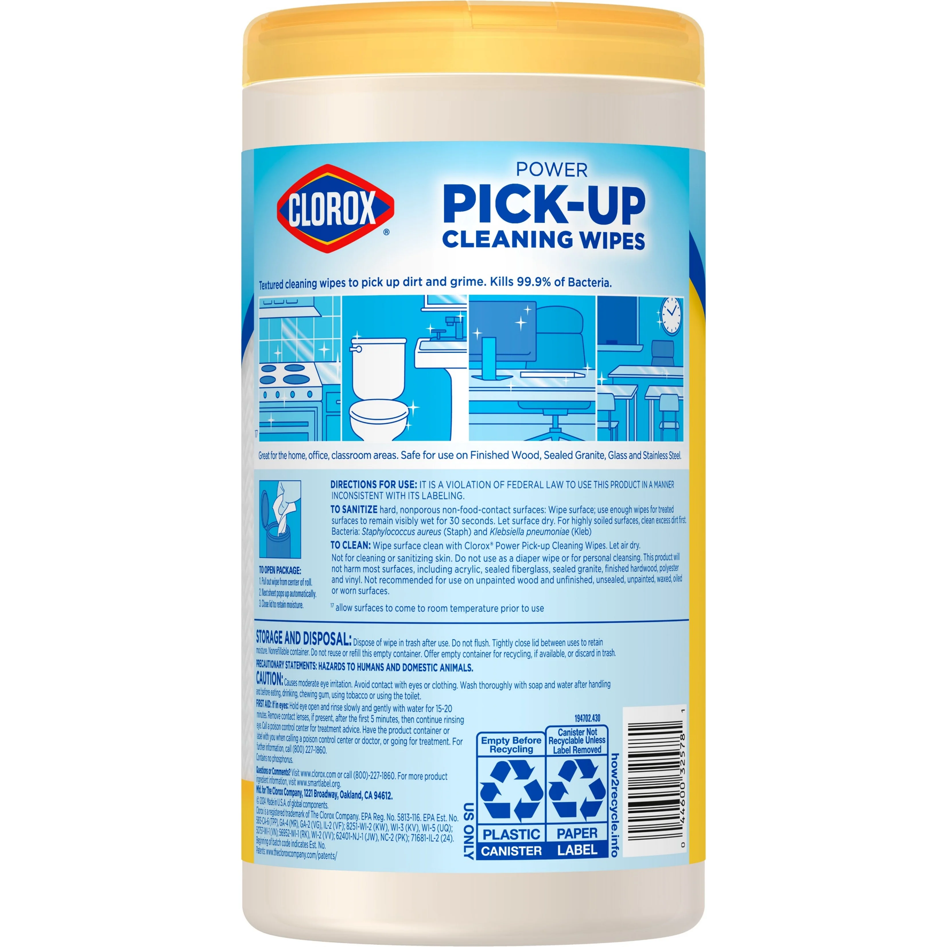 Clorox Power Pick-Up Cleaning Wipes 2 in 1 Paper Towel and Multipurpose Cleaner Lemon Verbena - 75ct/6pk - Image 2