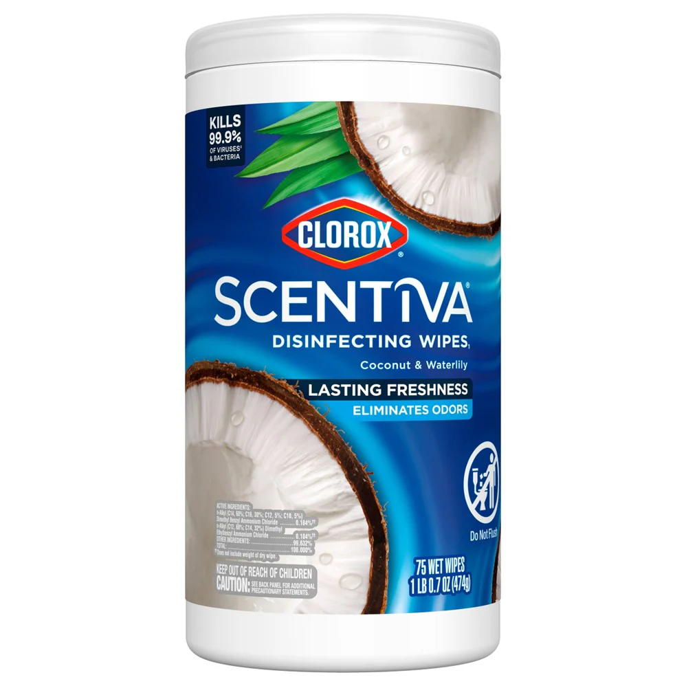 Clorox Scentiva Disinfecting Wipes Coconut & Waterlily - 75ct/6pk