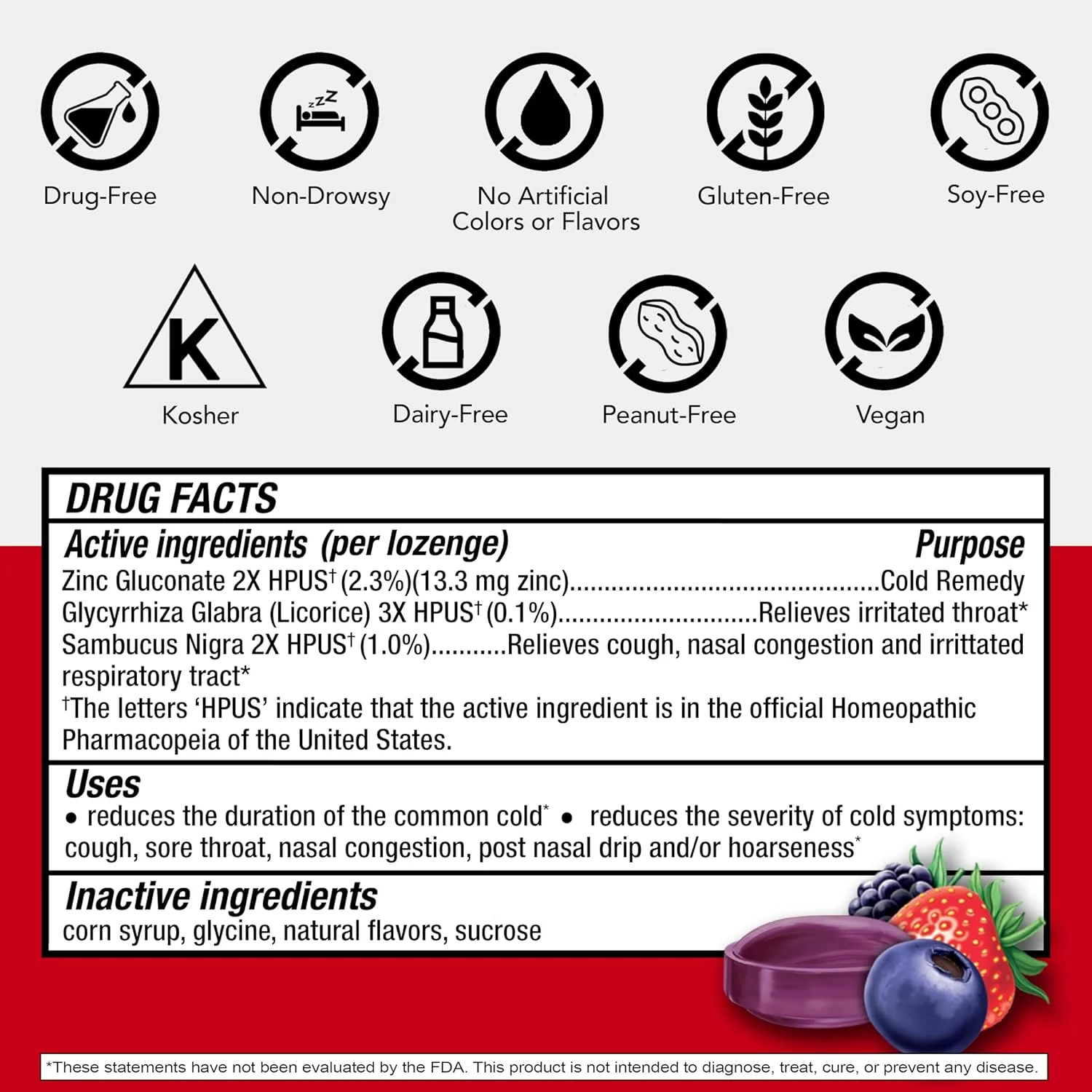 Cold-EEZE Plus Cold and Flu Symptom Relief Natural Mixed Berry Flavor Lozenge - 25ct/48pk - Image 2