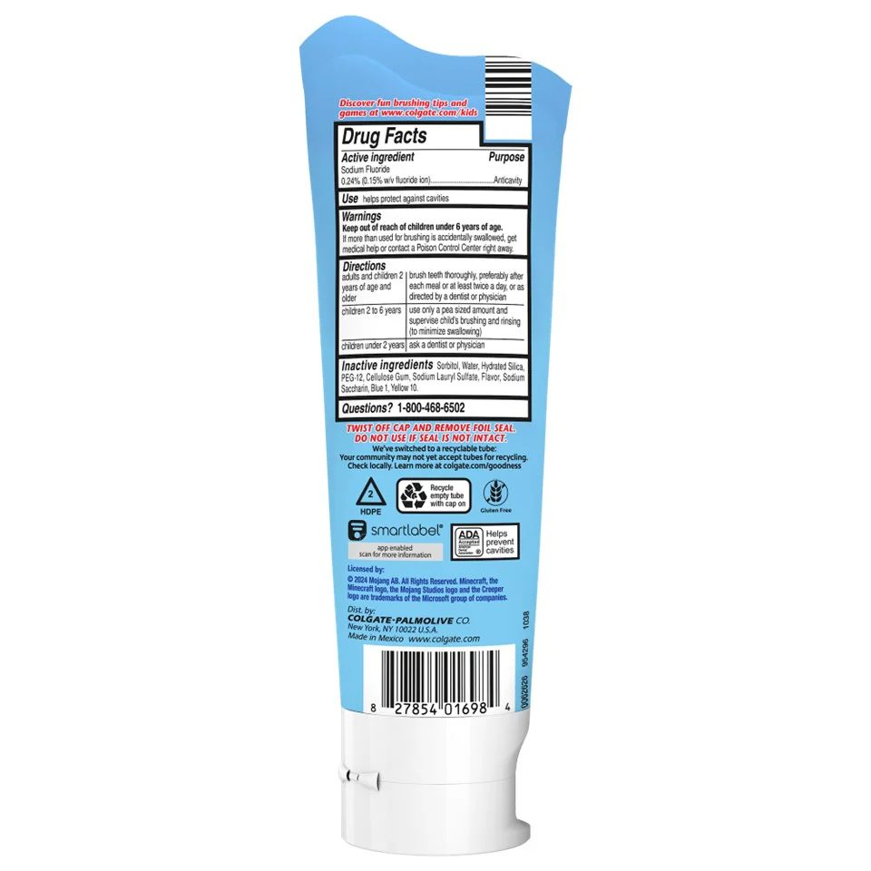 Colgate Kids Toothpaste Cavity Protection Bubble Fruit Minecraft - 4.6oz/12pk - Image 2