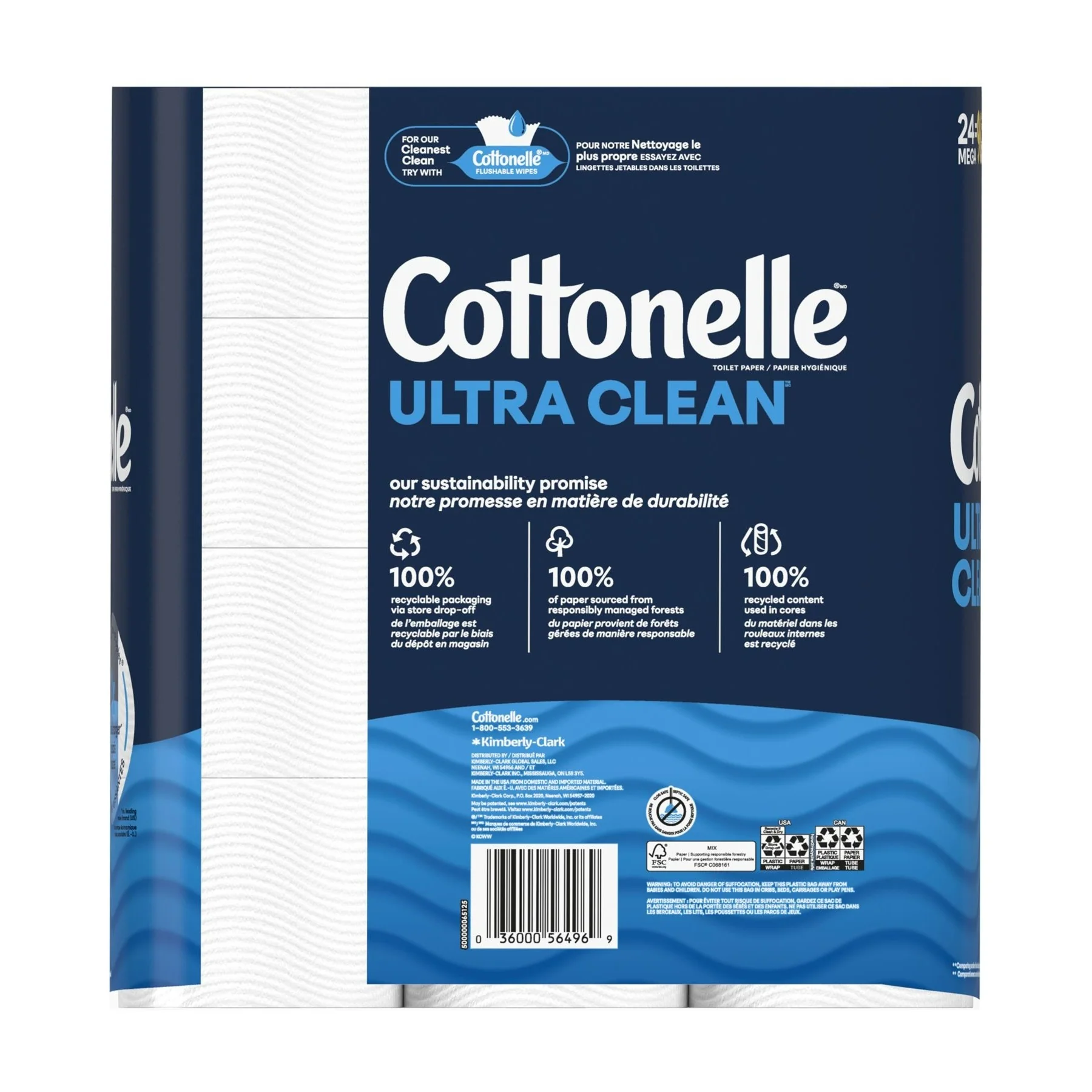 Cottonelle Bathroom Tissue MR Clean Care 284 1-ply sheets per roll - 24ct/2pk - Image 2