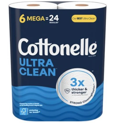 Cottonelle Ultra Clean 284 Sheet/Roll Mega Roll Bath Tissue - 6ct/6pk