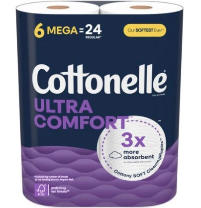 Cottonelle Ultra Comfort 244 Sheet/Roll Mega Roll Bath Tissue - 6ct/6pk