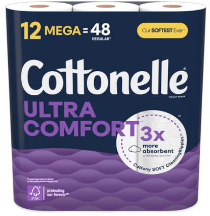 Cottonelle Ultra Comfort 244 Sheets/Roll Mega Roll Bath Tissue - 12ct/4pk