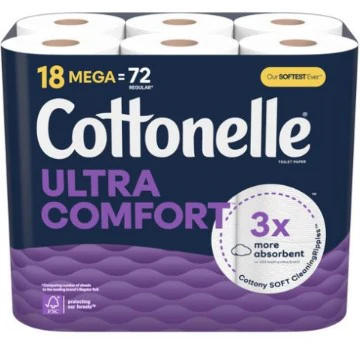 Cottonelle Ultra Comfort 244 Sheets/Roll Mega Roll Bath Tissue - 18ct/2pk