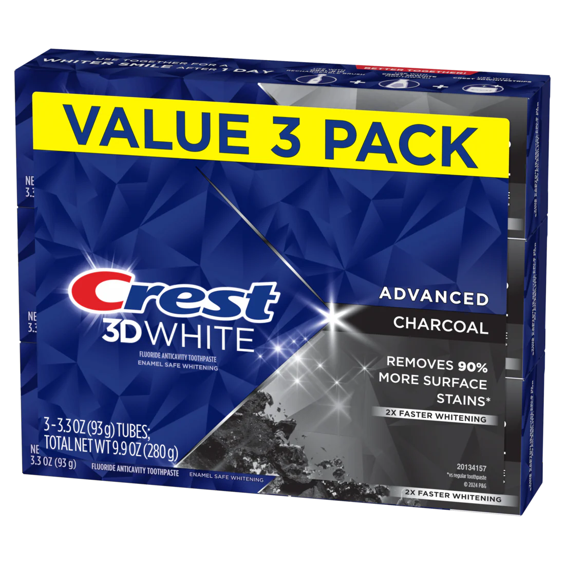 Crest 3D White Advanced Charcoal Teeth Whitening Toothpaste - (3x3.3)oz/4pk