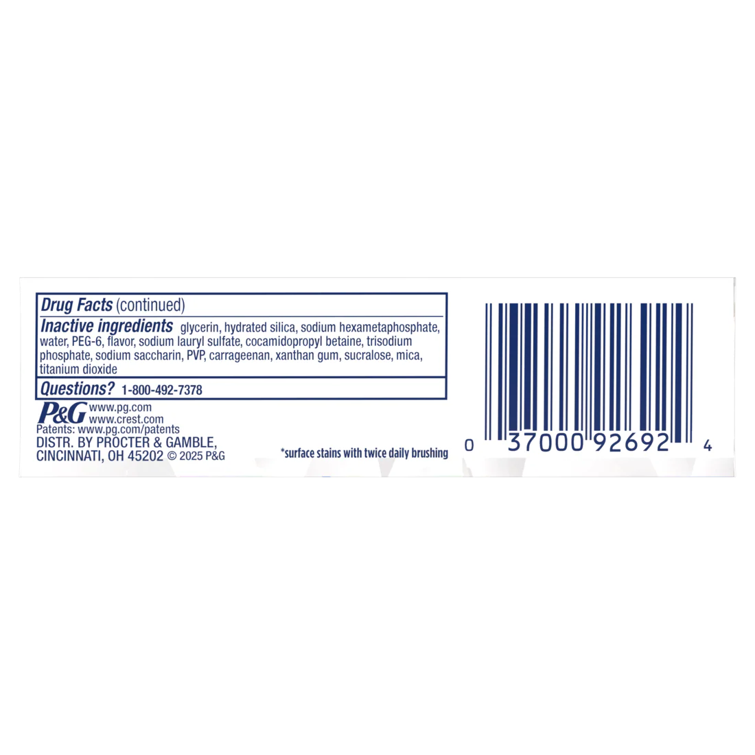 Crest 3D White Brilliance Vibrant Peppermint Teeth Whitening Toothpaste Whiter Teeth In 3 Days Anticavity Fluoride Toothpaste 100% More Surface Stain Removal 24 Hour Active Stain Prevention - 0.85oz/72pk - Image 2