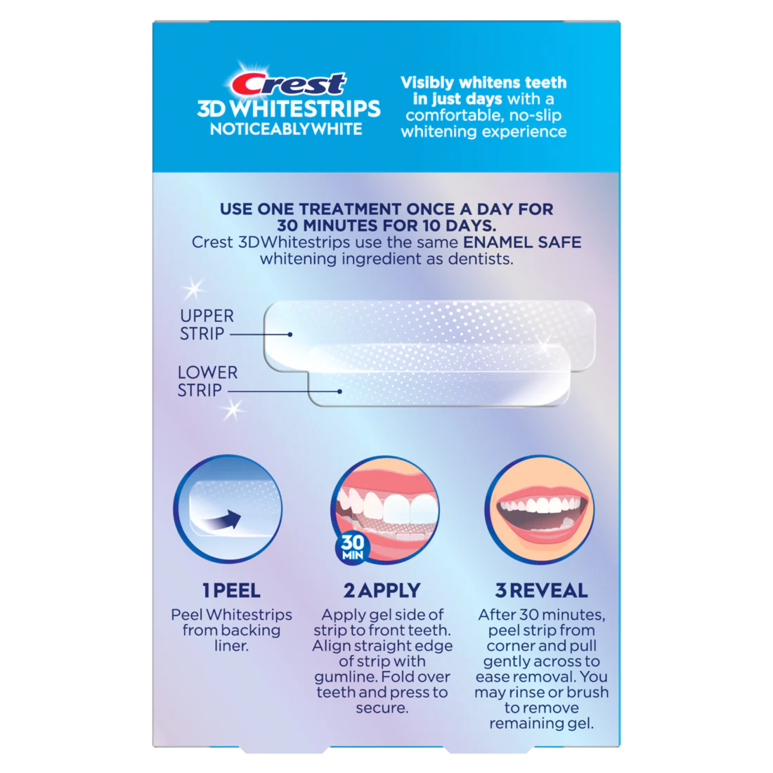 Crest 3DWhitestrips Noticeably White At-Home Teeth Whitening Kit 10 Treatments - 10ct/8pk - Image 2