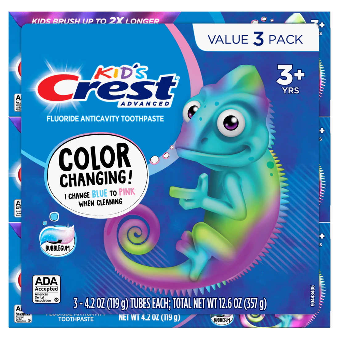 Crest Advanced Kid's Fluoride Toothpaste Bubblegum Flavor - (3x4.2)oz/8pk