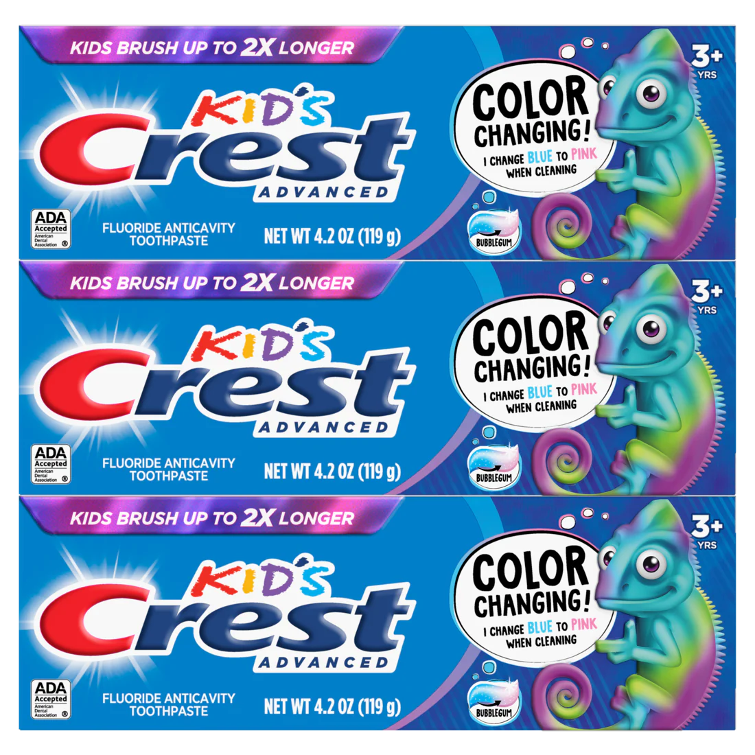 Crest Advanced Kid's Fluoride Toothpaste Bubblegum Flavor - (3x4.2)oz/8pk - Image 2