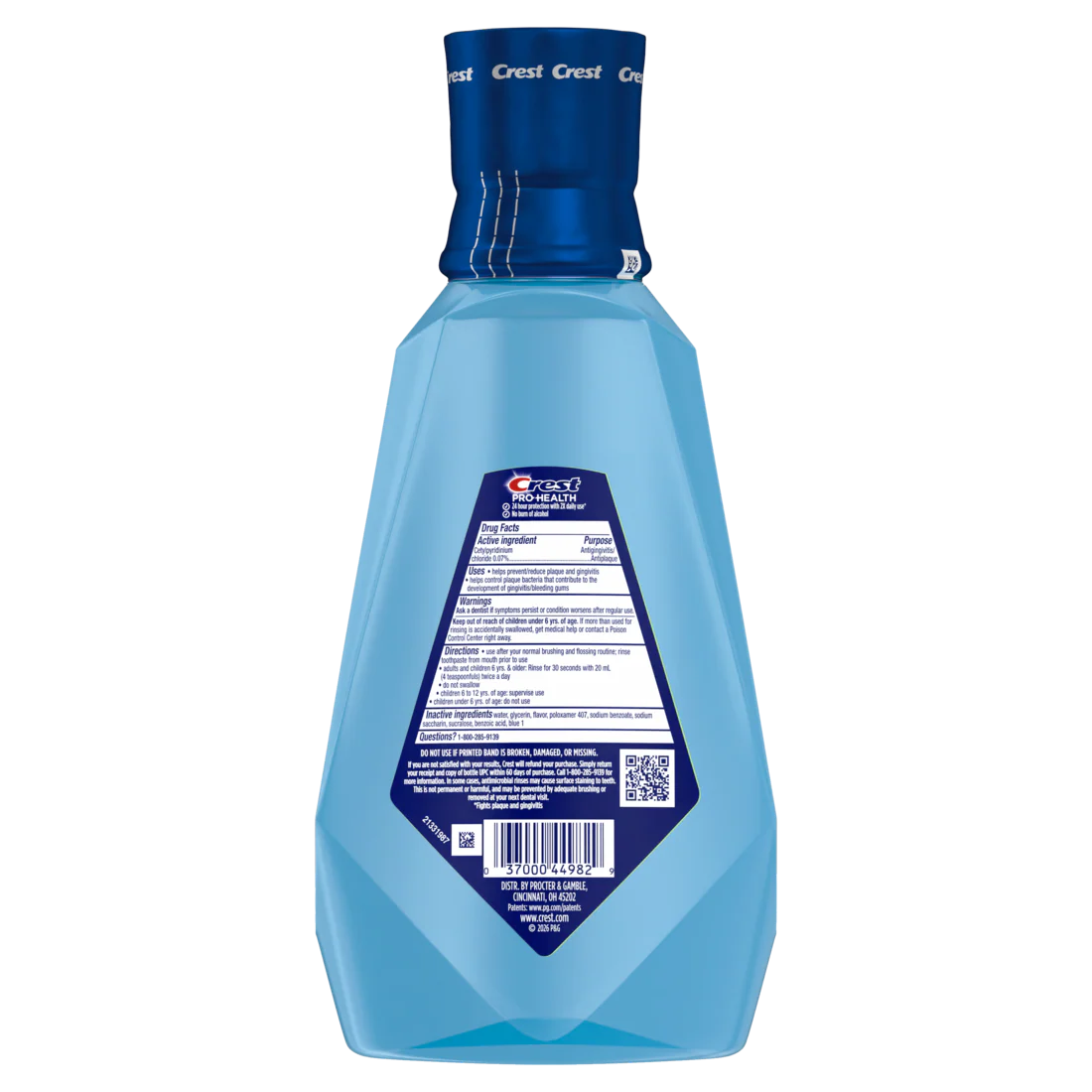 Crest Mouthwash Pro Health Complete Clean CPC (Cetylpyridinium Chloride) Antigingivitis/Antiplaque Alcohol Free Clean Mint 1L - 33.8oz/6pk - Image 2