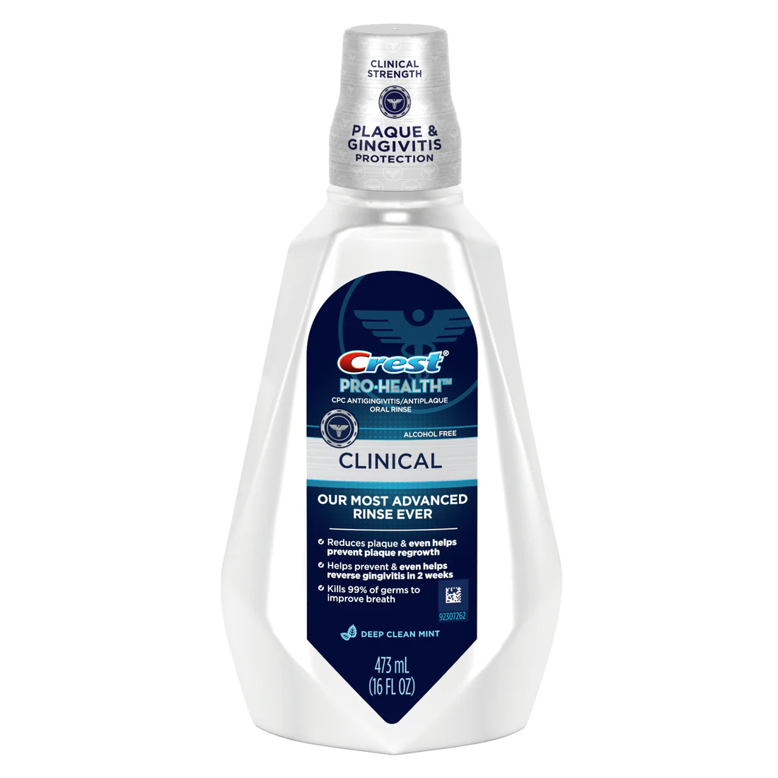 Crest Mouthwash Pro-Health Clinical Protection Gingivitis Protection Alcohol Free CPC (Cetylpyridinium Chloride) Antigingivitis & Antiplaque Deep Clean Mint Flavor - 16oz/4pk
