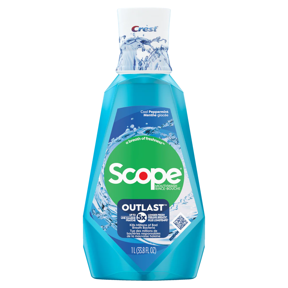 Crest Scope Outlast Mouthwash Cool Peppermint 1L - 33.8oz/6pk
