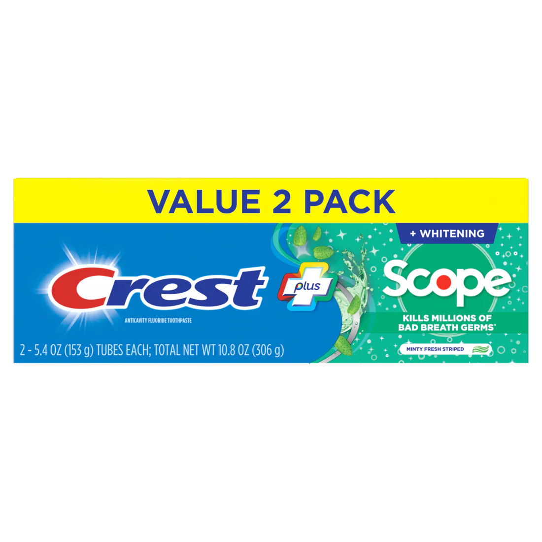 Crest Whitening Plus Scope Toothpaste Minty Fresh Pack Of 2 - (2x5.4)oz/6pk