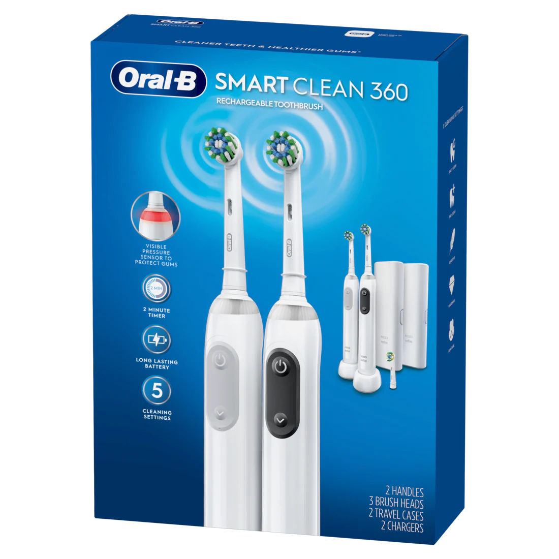 Oral-B Smart Clean 360 Rechargeable Toothbrush 2 Count - 1set/120pk