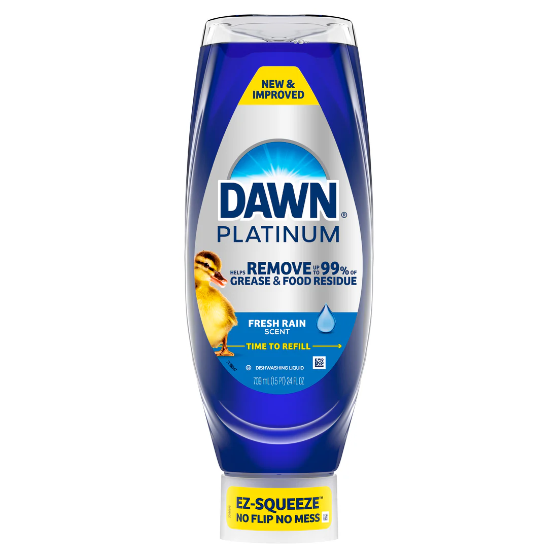 Dawn Platinum Ez Squueze Dish Soap Dishwashing Liquid Tough Grease Removal Fresh Rain - 24oz/8pk